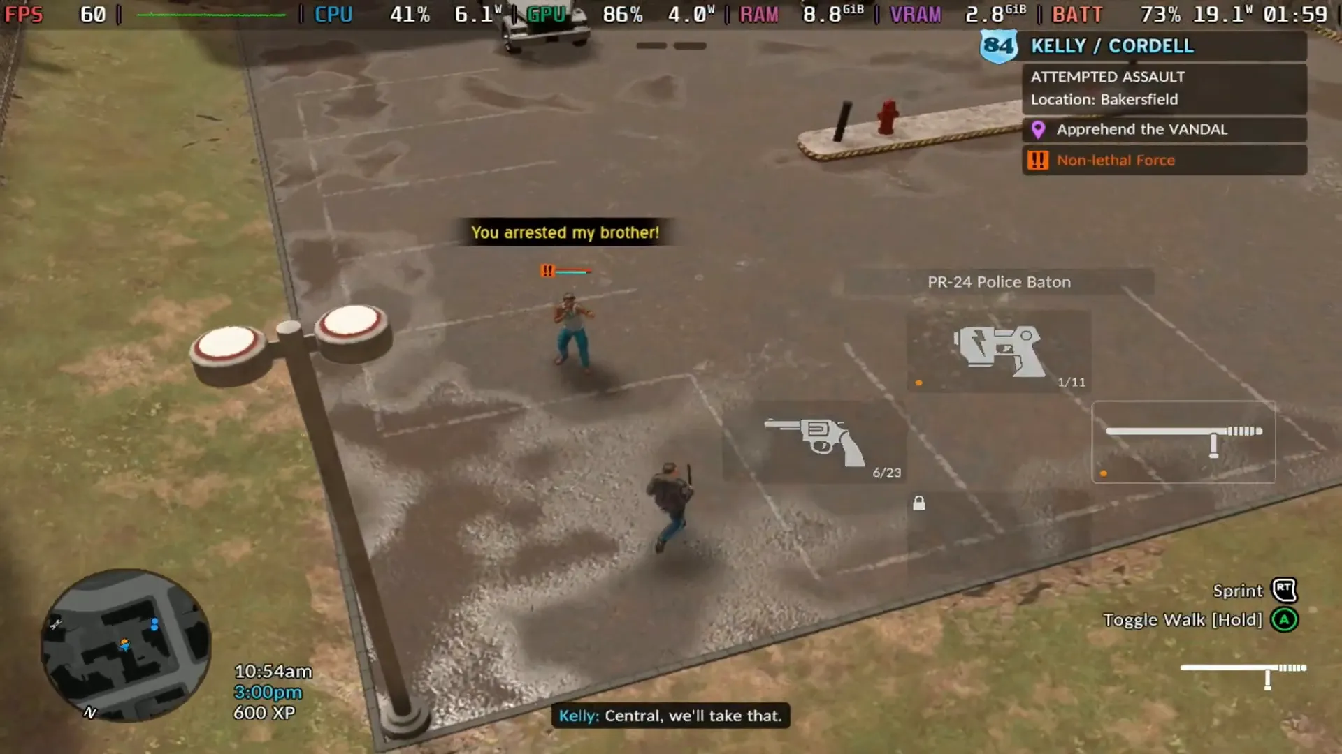 Gameplay tranquilo en The Precinct con 60 FPS en Steam Deck